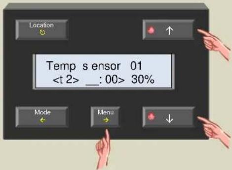 Location ↑ Temp s ensor 01 _: 00> 30% Mode Menu