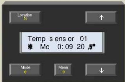 Temp s ens or 01 * Mo 0:09 20 .5° Mode Menu