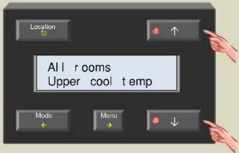 Location All rooms Upper cool temp Mode Menu