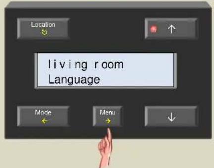 Location living room Language Mode Menu