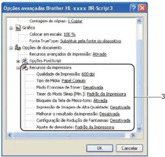 Opções avançadas Brother HL-xxxx BR-Script3 Contagem de cópias: 1 Copiar Gráfico Colocar em escala: 100 % Fonte TrueType: Substituir pela fonte do dispositivo Opções de documento Recursos avançados de impressão: Ativado Opções PostScript Recursos da impressora Qualidade de Impressão: 600 dpi Tipo de Mídia: Papel Conum Modo Economia de Toner: Desativada Timer do Modo Sleep [Mn.]: Padrão da Impressora Bloqueio da Tela de Meios-tons: Ativada Impressão de Imagem de Alta Qualidade: Desativada Melhorar o resultado da impressão: Desativada Configuração de Redução de Fantasmas: Desativada Ajuste de densidade: Padrão da Impressora OK Cancelar
