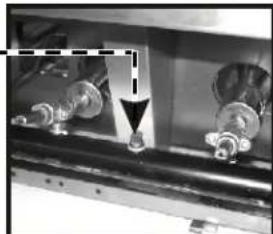 Mechanical assembly with two rotating components and a downward arrow indicating motion (no visible text or symbols)