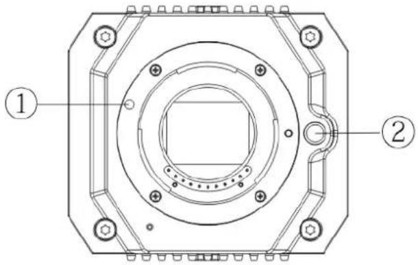 Technical diagram of a mechanical component with labeled parts ① and ②