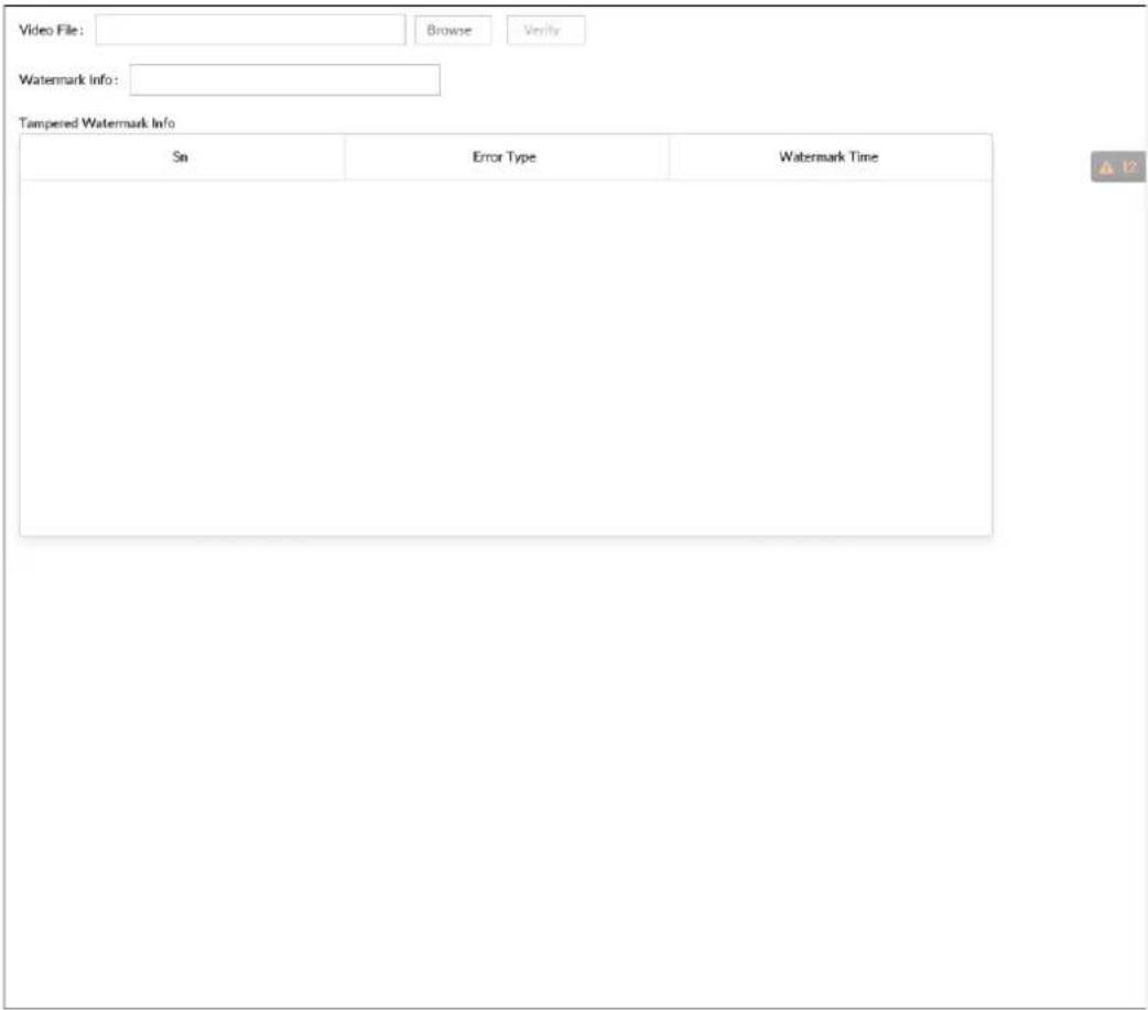 Video File: Browse Verify Watermark Info: Tampered Watermark Info Sn Error Type Watermark Time