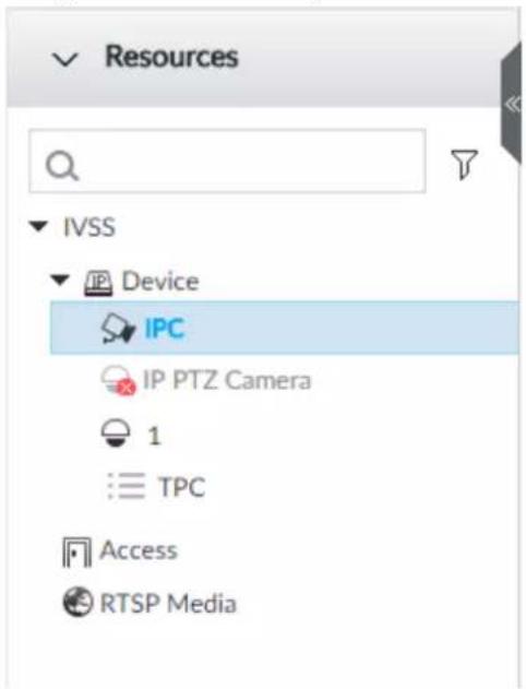Resources IVSS Device IPC IP PTZ Camera 1 ≡ TPC Access RTSP Media