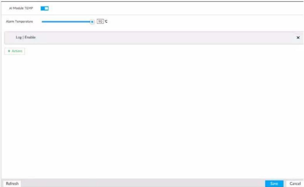 AI Module TEMP Alarm Temperature 90 °C Log | Enable + Actions Refresh Save Cancel
