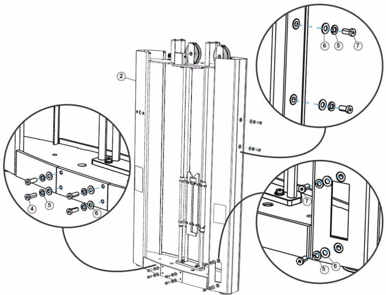 Technical diagram of a mechanical device with numbered components and exploded views, showing internal structure and assembly details.