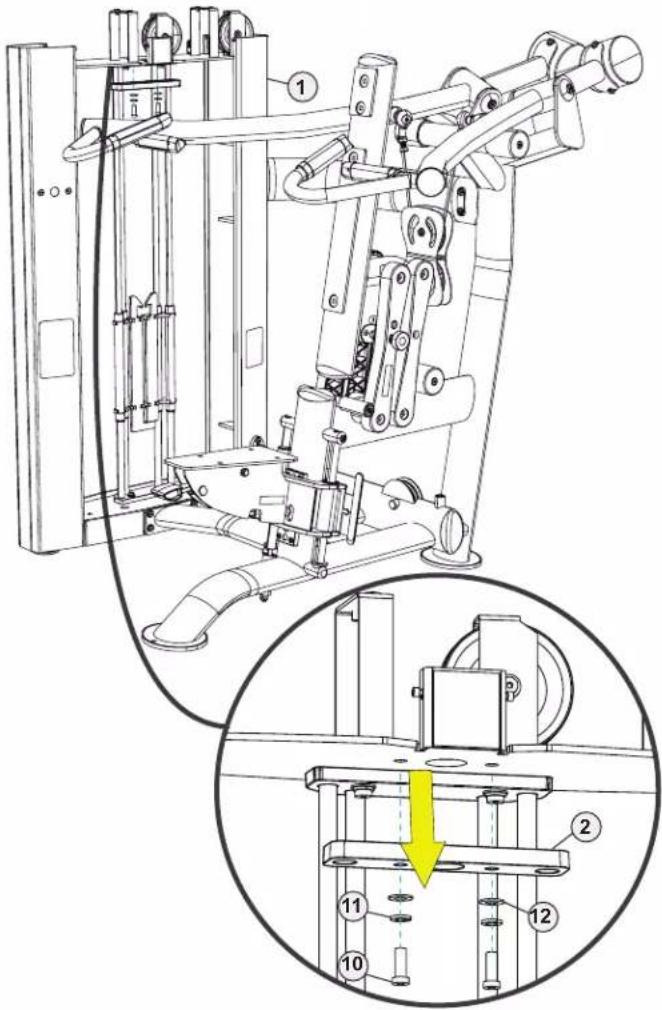 Technical diagram of a mechanical device with numbered components and an inset view showing a highlighted assembly detail.