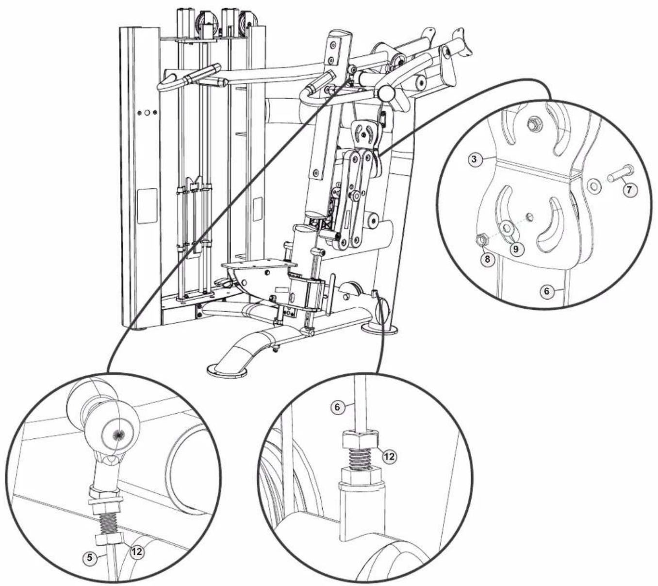 Technical diagram of a mechanical device with numbered parts and exploded views, showing internal components and assembly relationships.