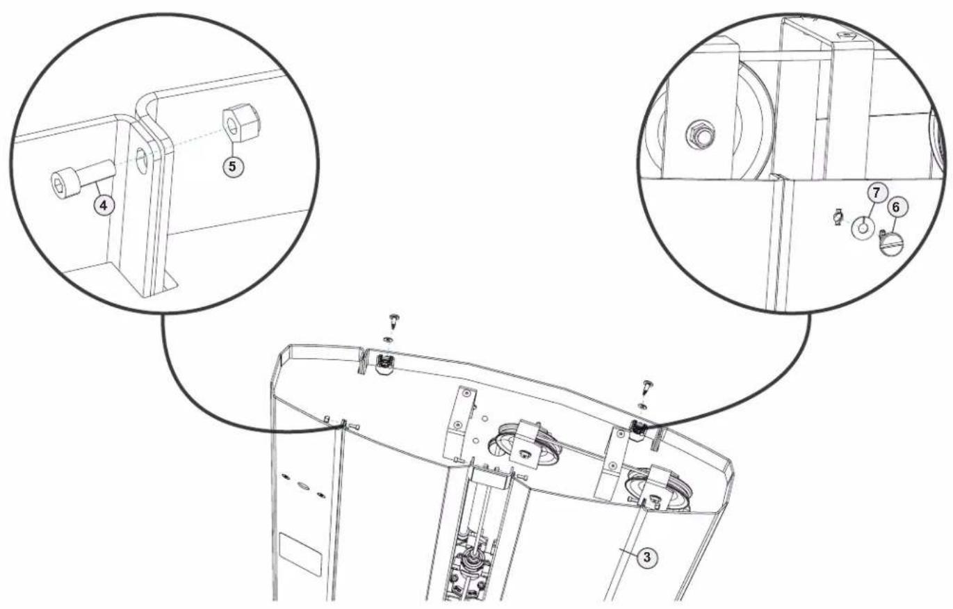 Technical diagram of a mechanical device with numbered components and exploded view, showing internal structure and assembly.