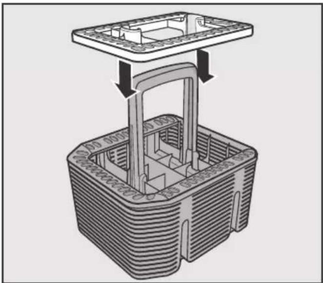 MIELE G 5310 SCi - Arrumar o acessório para talheres para o cesto para talheres - 1