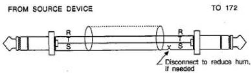 FROM SOURCE DEVICE TO 172 R S R S Disconnect to reduce hum, if needed