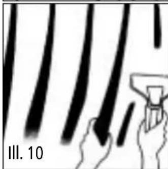 Illustration of hands cleaning or cleaning a patterned surface with black streaks (no text or symbols)