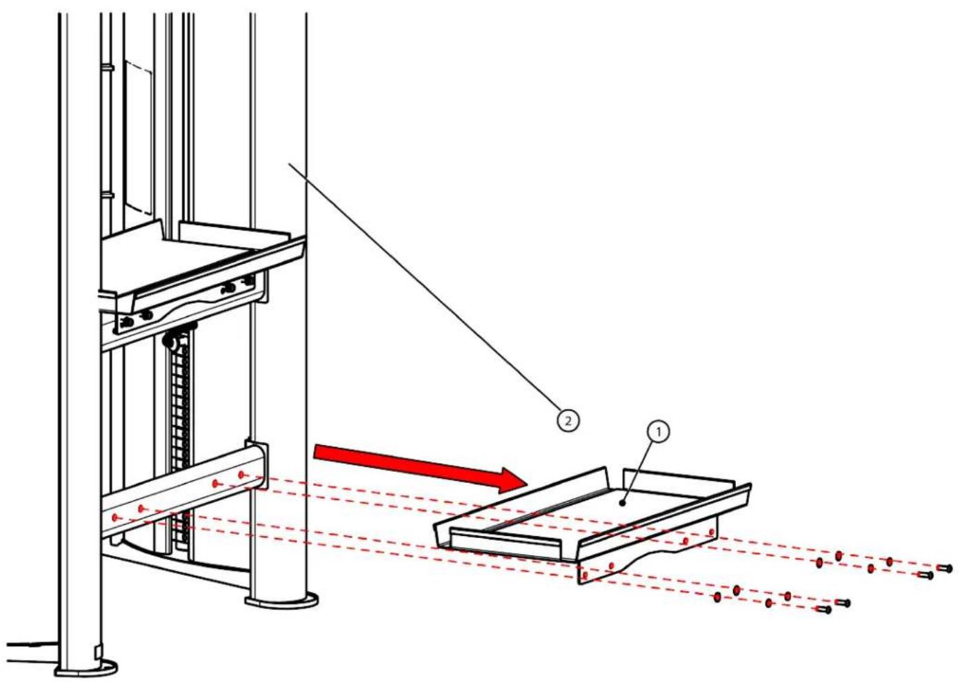 Technical diagram showing a mechanical device with labeled components and directional arrows indicating motion or force vectors.