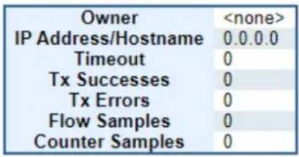 Owner IP Address/Hostname 0.0.0.0 Timeout 0 Tx Successes 0 Tx Errors 0 Flow Samples 0 Counter Samples 0