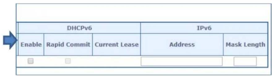 DHCPv6 IPv6 Enable Rapid Commit Current Lease Address Mask Length □ □ □ □