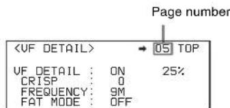 Page number → 05 TOP UF DETAIL : ON 25% CRISP : 0 FREQUENCY : 9M FAT MODE : OFF