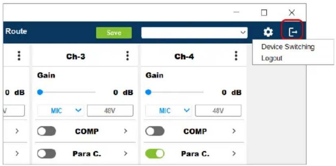 Route Save Device Switching Ch-3 Ch-4 Gain Gain 0 dB 0 dB 0 dB MIC 48V MIC 48V COMP COMP Para C. Para C.