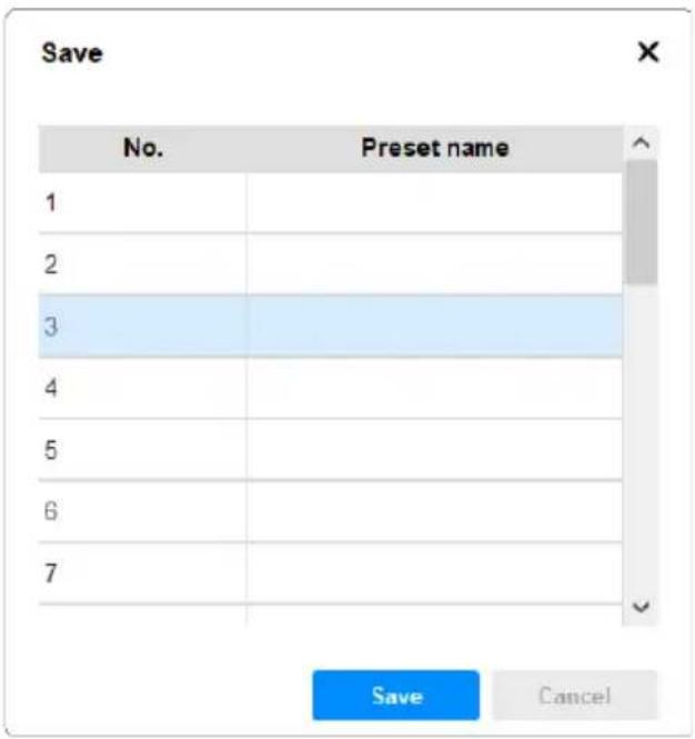Save No. Preset name 1 2 3 4 5 6 7 Save Cancel