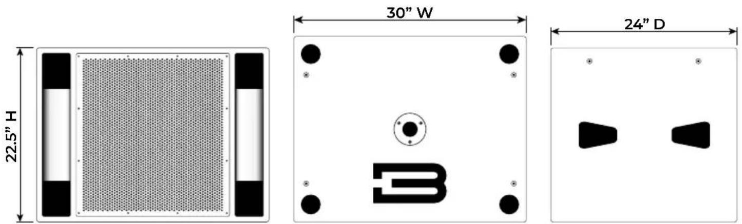 22.5" H 30" W 24" D