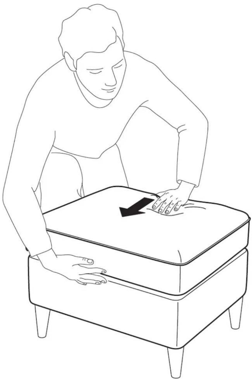 Line drawing of a person performing chest compressions on a small table (no text or symbols)