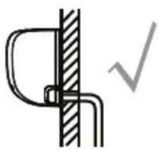 Pure mechanical diagram showing a bracket and checkmark symbol without any text or labels