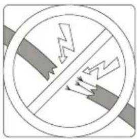 Safety warning sign indicating no hazard, with lightning bolt symbol and crossed bands