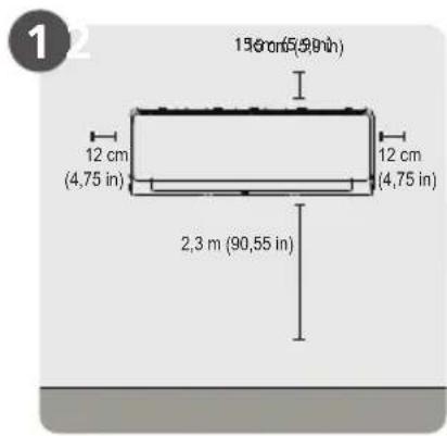 156 cm (5,99 in) 12 cm (4,75 in) 12 cm (4,75 in) 2,3 m (90,55 in)