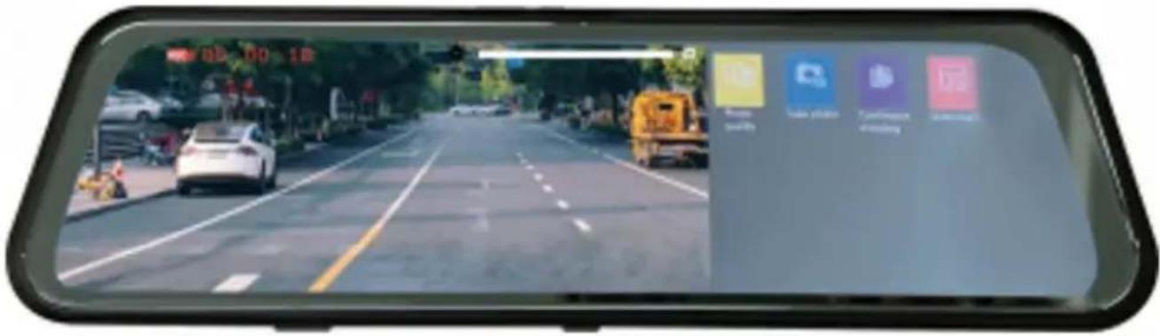 Smartphone display showing a highway traffic scene with digital clock, status bar, and app icons in the top-right corner.