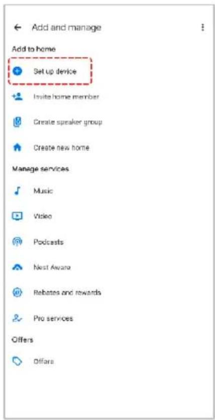 Add and manage Add to home Set up device Invite home member Create speaker group Create new home Manage services Music Video Podcasts Next Aware Rebates and rewards Pro services Offers Offers
