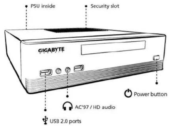 PSU inside Security slot GIGABYTE AC'97 / HD audio Power button USB 2.0 ports