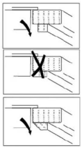 Diagram illustrating three different mechanical or structural states with arrows indicating direction, including a cross symbol highlighting a specific section.