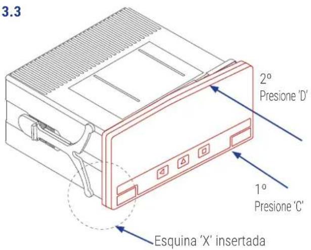 3.3 2° Presione 'D' 1° Presione 'C' Esquina 'X' insertada