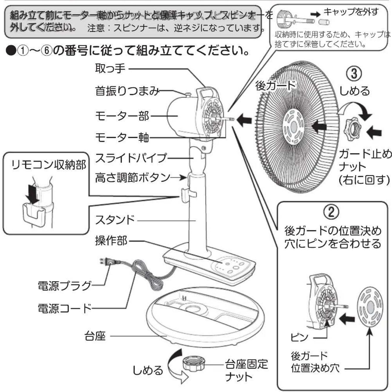 Yamazen YMR-K3011 - 各部の名称と組み立てかた1 - 1