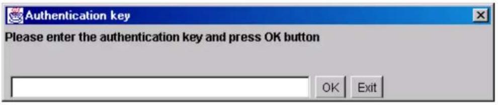 Authentication key Please enter the authentication key and press OK button OK Exit