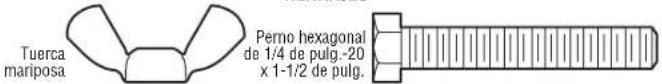 Tuerca mariposa Perno hexagonal de 1/4 de pulg.-20 x 1-1/2 de pulg.