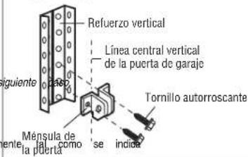 Refuerzo vertical Línea central vertical de la puerta de garaje Tornillo autorroscante Ménsula de la puerta como se incida