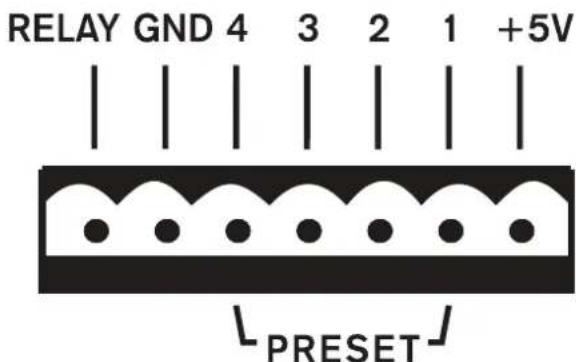 RELAY GND 4 3 2 1 +5V PRESET