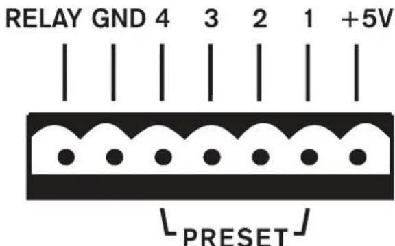 RELAY GND 4 3 2 1 +5V PRESET