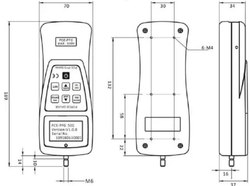 PCE Instruments PFG 100 - Dimensiones - 1