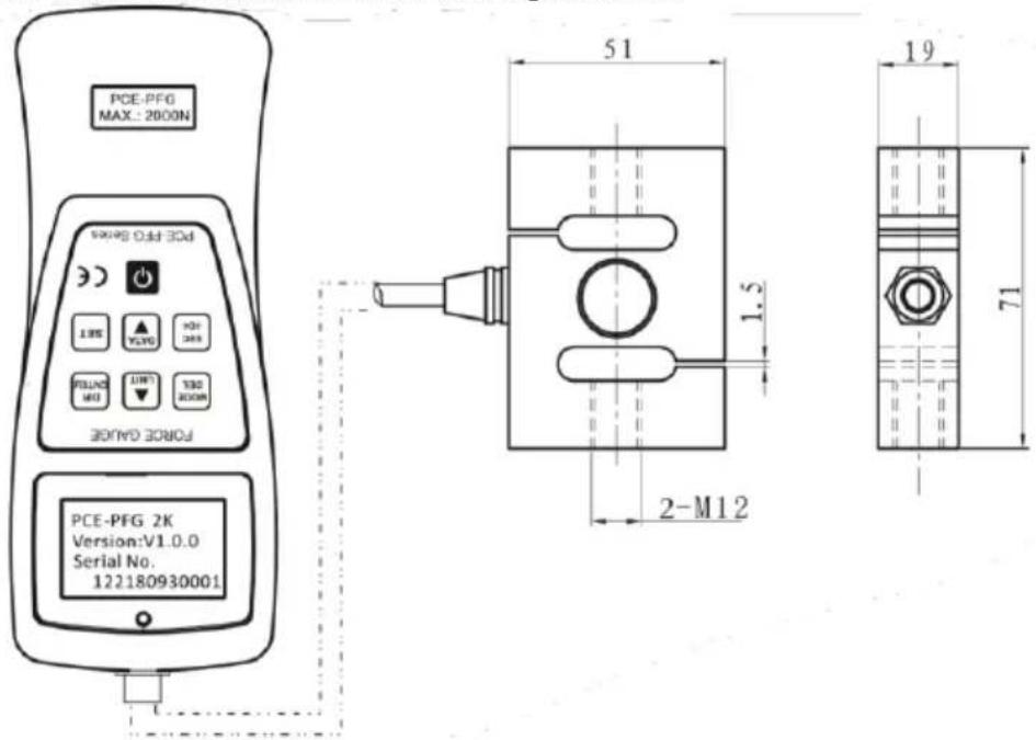 PCE Instruments PFG 100 - Dimensiones - 2