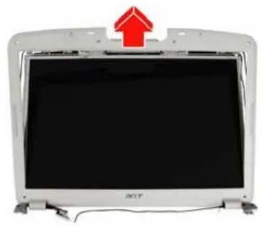 Illustration of a laptop with a red upward arrow on top, showing its screen and keyboard. No text or symbols on the screen.