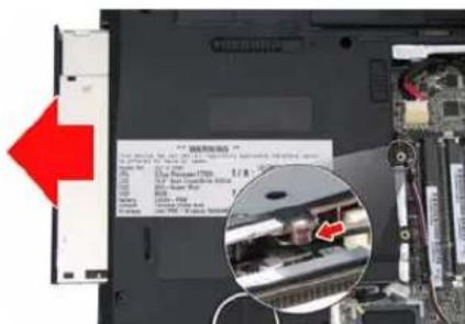 Laptop screen with attached hardware and a magnified inset showing a close-up of a device's front panel.
