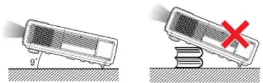 SHARP XG-P610X - The projector may be safely tilted to a maximum angle of 9 degrees. - 1