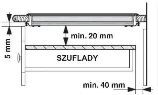 5 mm min. 20 mm SZUFLADY min. 40 mm