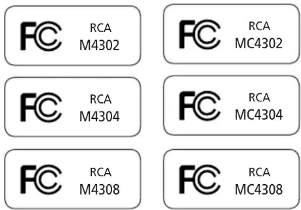 FCC RCA M4302 FCC RCA MC4302 FCC RCA M4304 FCC RCA MC4304 FCC RCA M4308 FCC RCA MC4308