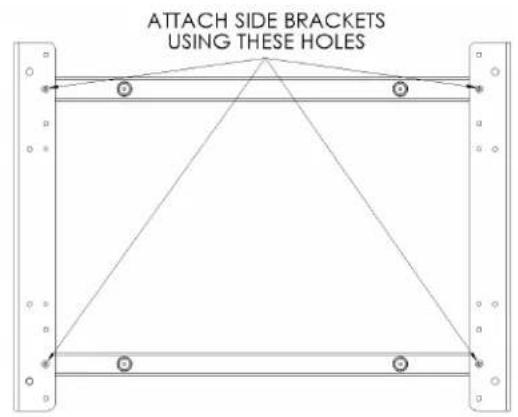 ATTACH SIDE BRACKETS USING THESE HOLES