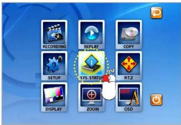 RECORDING REPLAY COPY SETUP SYS. STATUS RT.Z DISPLAY ZOOM OSD