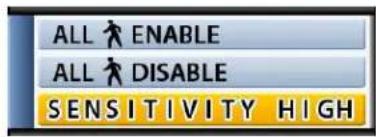 ALL ENABLE ALL DISABLE SENSITIVITY HIGH
