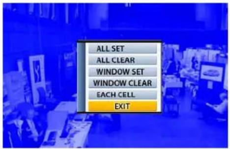 ALL SET ALL CLEAR WINDOW SET WINDOW CLEAR EACH CELL EXIT
